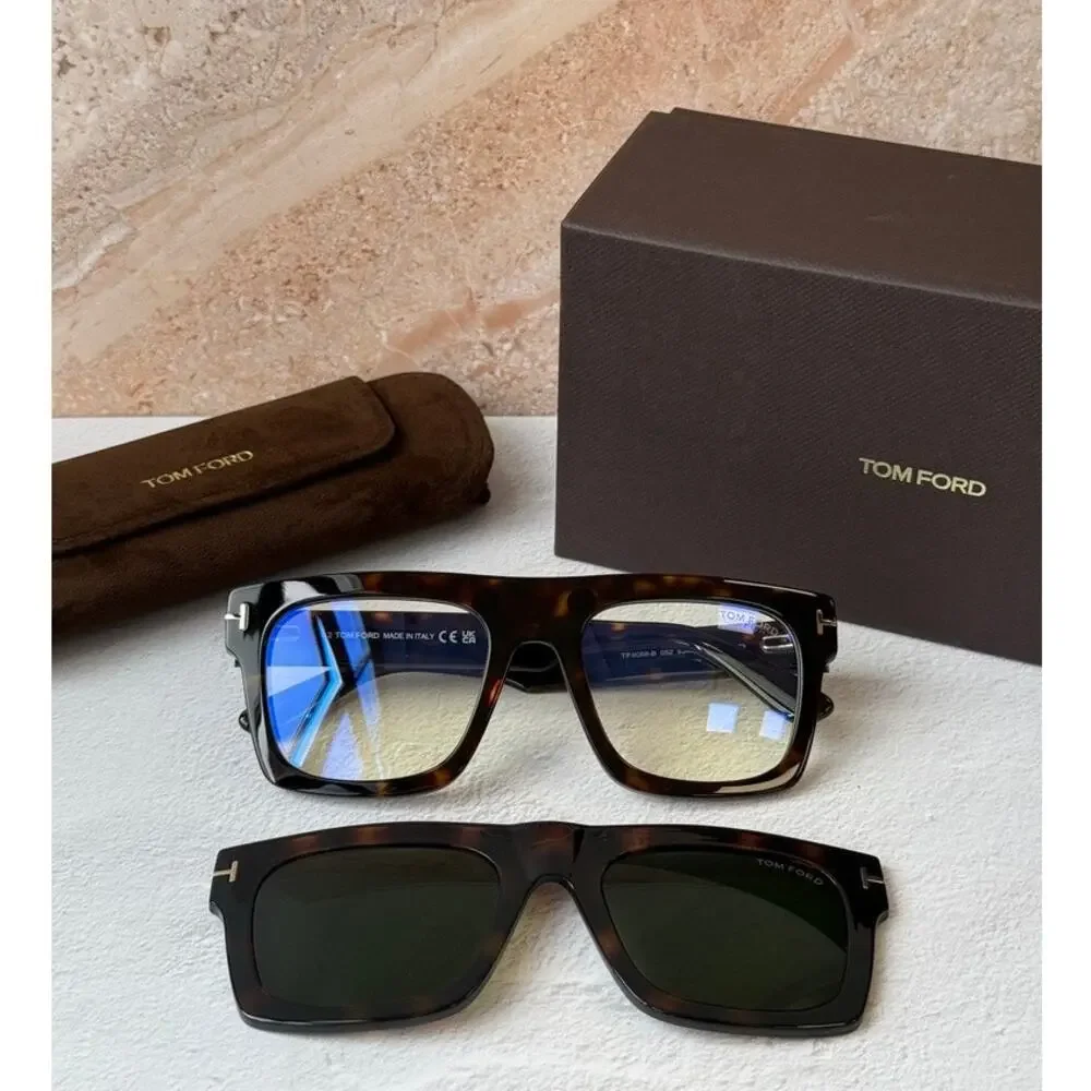 NEW Tom Ford FT6068-B Fausto Clip On Bluelight Frames in Brown